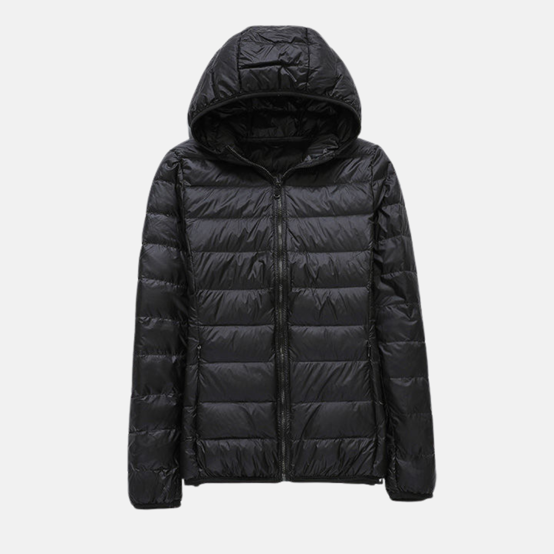 Isabella Quilted Hooded Down Jacket | Regular Fit Hip-Length Down Jacket