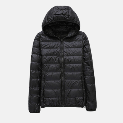 Isabella Quilted Hooded Down Jacket | Regular Fit Hip-Length Down Jacket