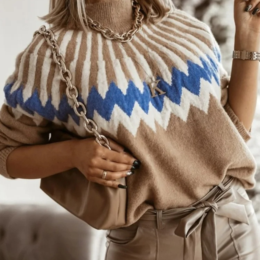 Women's geometric pattern knitted sweater