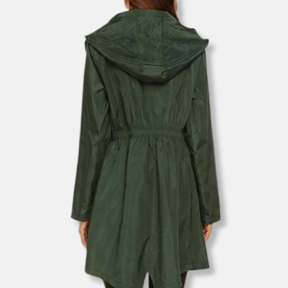 Isla Hooded Rain Jacket | Zip Closure Drawstring Waist Jacket