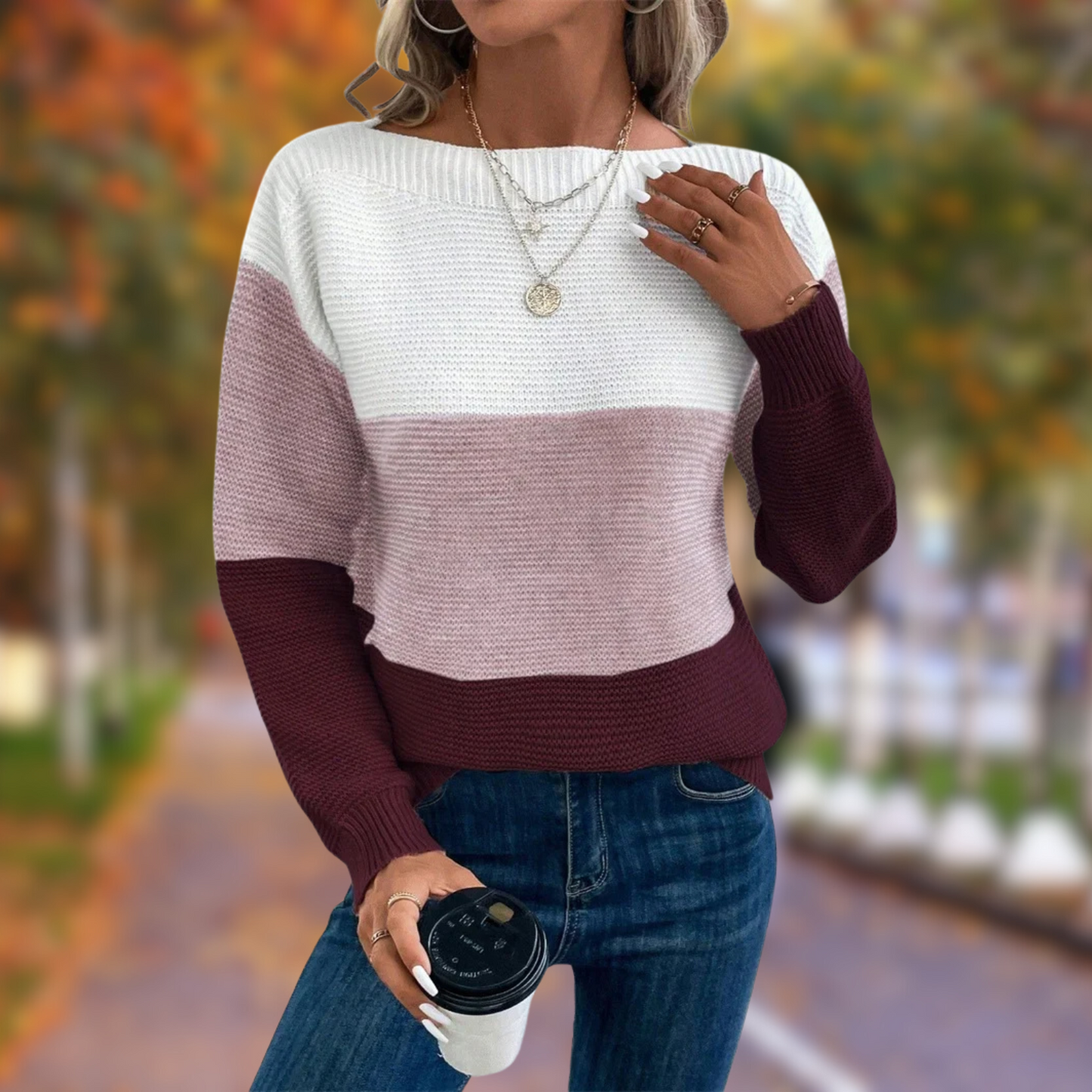 Women's colorblock fall sweater