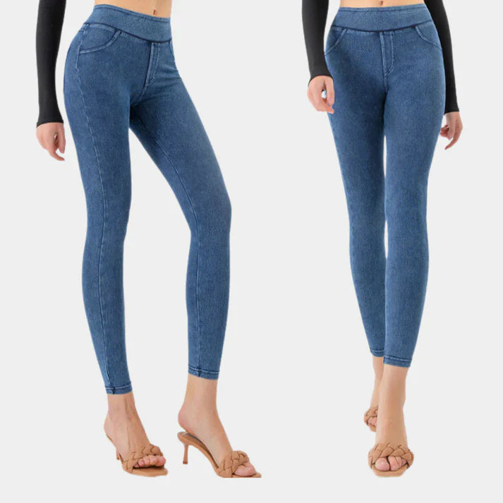 Women's slim-fit denim look leggings