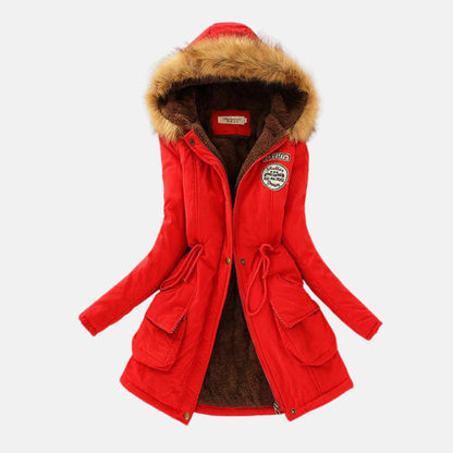 Women’s Parka Jacket – Water Resistant – Faux Fur Hood – Drawstring Waist