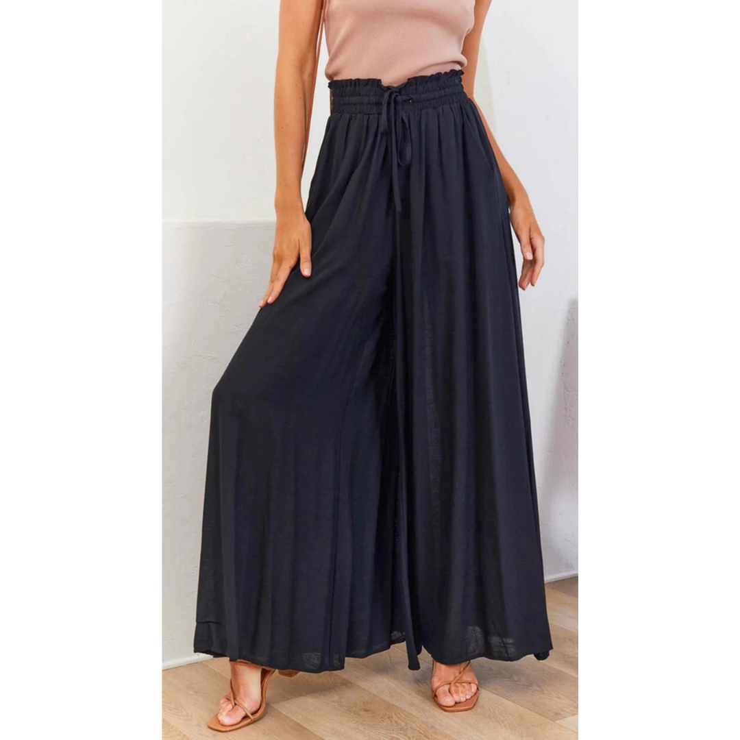 Women's boho flowy elastic waist pants