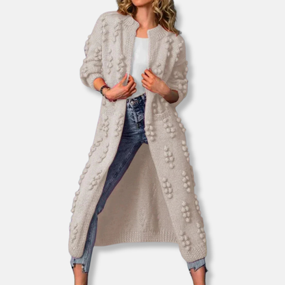 Amelia Wool Bobble Knit Cardigan | Relaxed Fit Open Front Cardigan