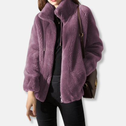 Sienna Relaxed Fit Jacket | Stand Collar Zipper Front Jacket