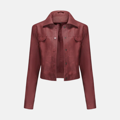 Women’s Jacket - Faux Suede - Cropped Length - Snap-Button Front