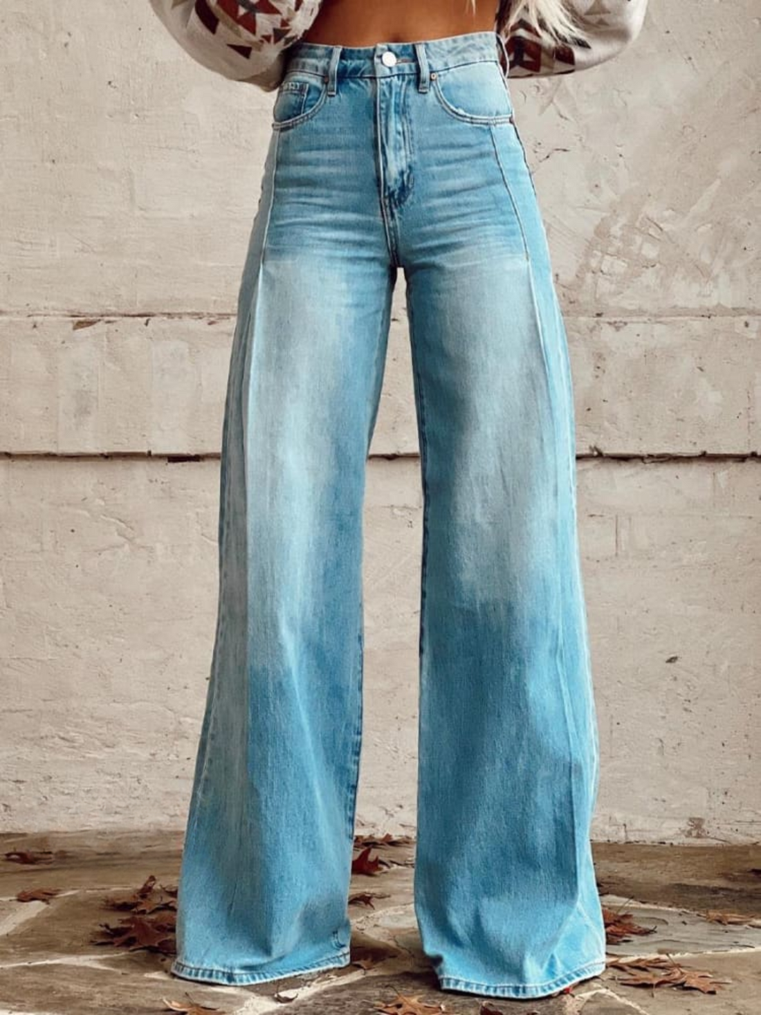 Women's classic wide-leg denim pants