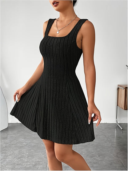 Two-piece ribbed knit skater dress with cropped hooded cardigan for women
