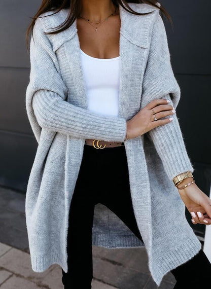 Women’s Cardigan – Oversized Relaxed Fit – Long Line Knit – Open Front Ribbed Cuffs