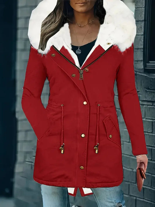 Fur Collar Hooded Cotton Coat