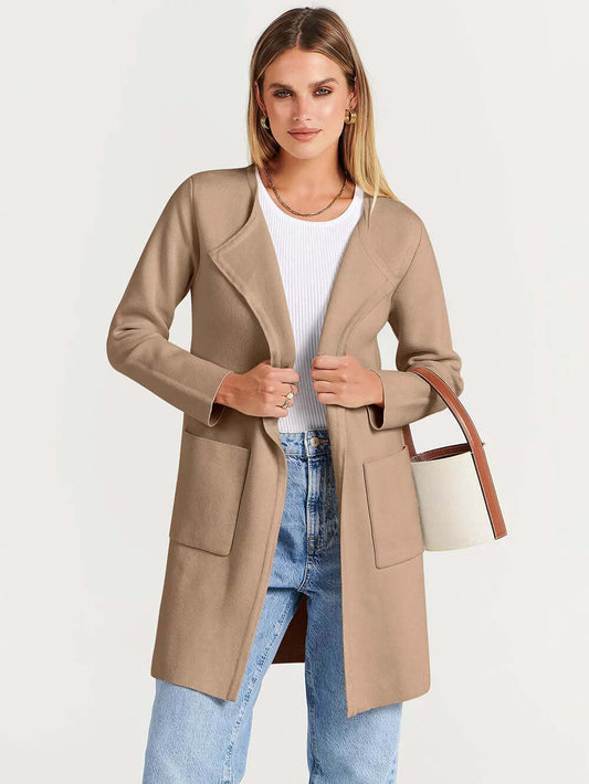 Relaxed Fit Mid-Length Open-Front Jacket 