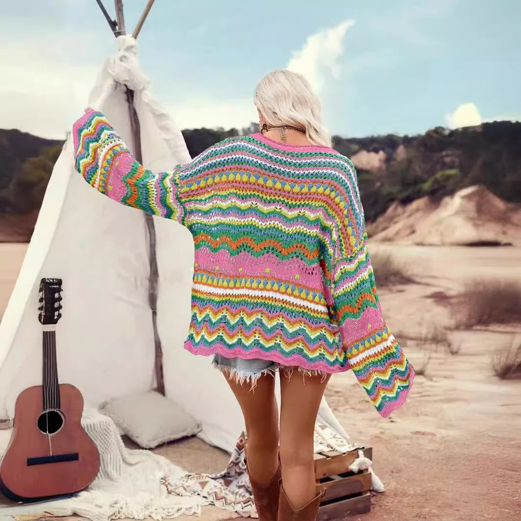 Rainbow Striped Pullover Sweater