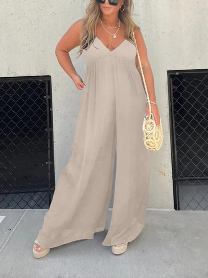 Women's v-neck trousers with wide legs