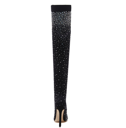 Women's rhinestone high heel over-the-knee boots
