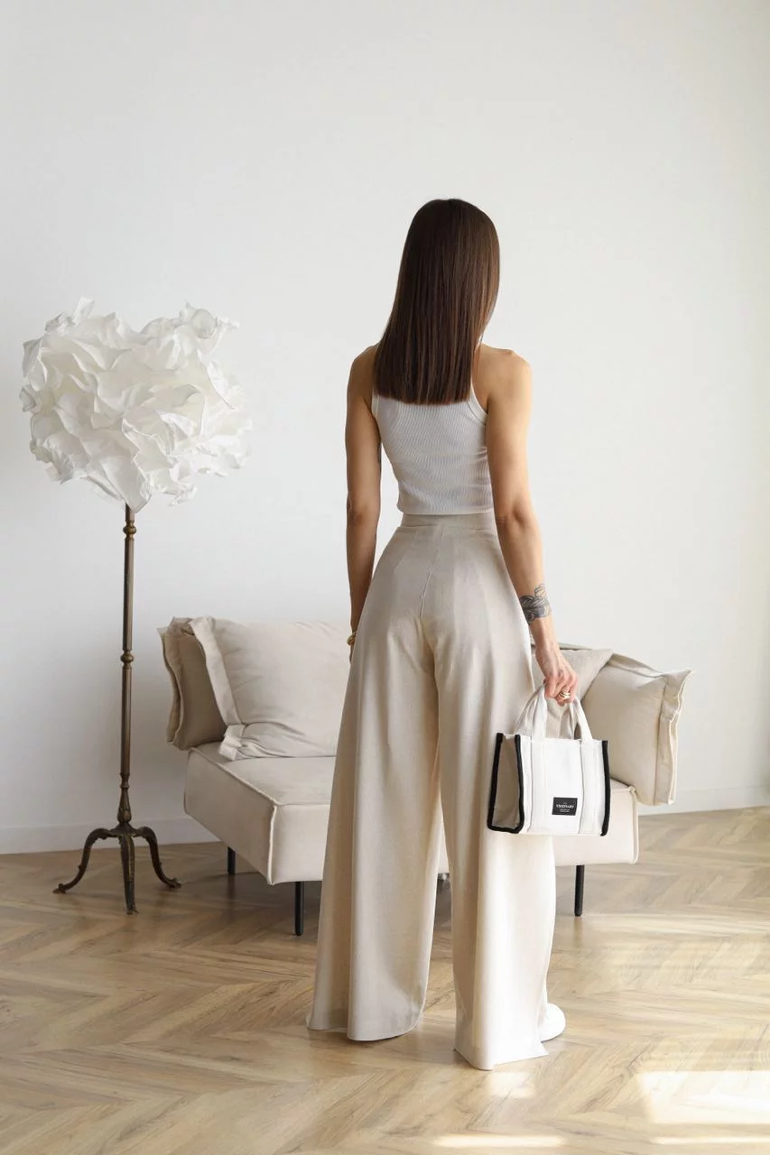 High-Waist Tie-Front Wide Leg Pants