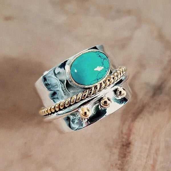 Turquoise wide band ring