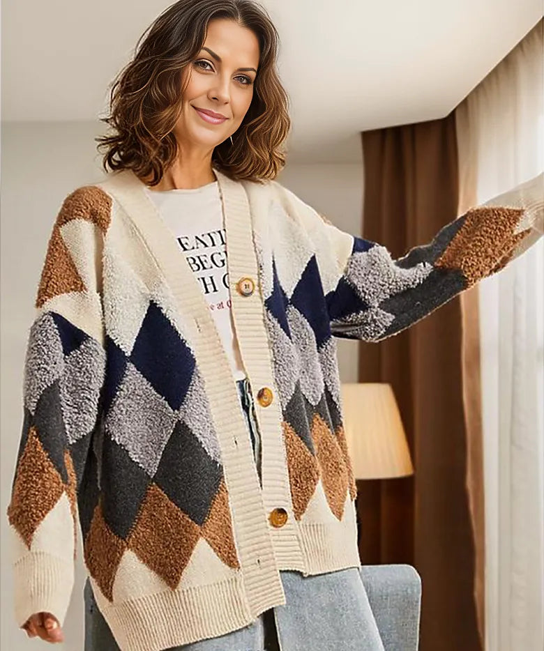Women’s casual geometric sweater cozy knitwear