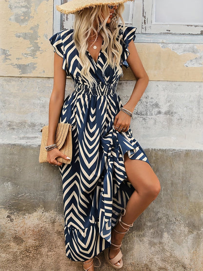 Women's Casual A-Line Dress with Allover Print and Flowy Hem