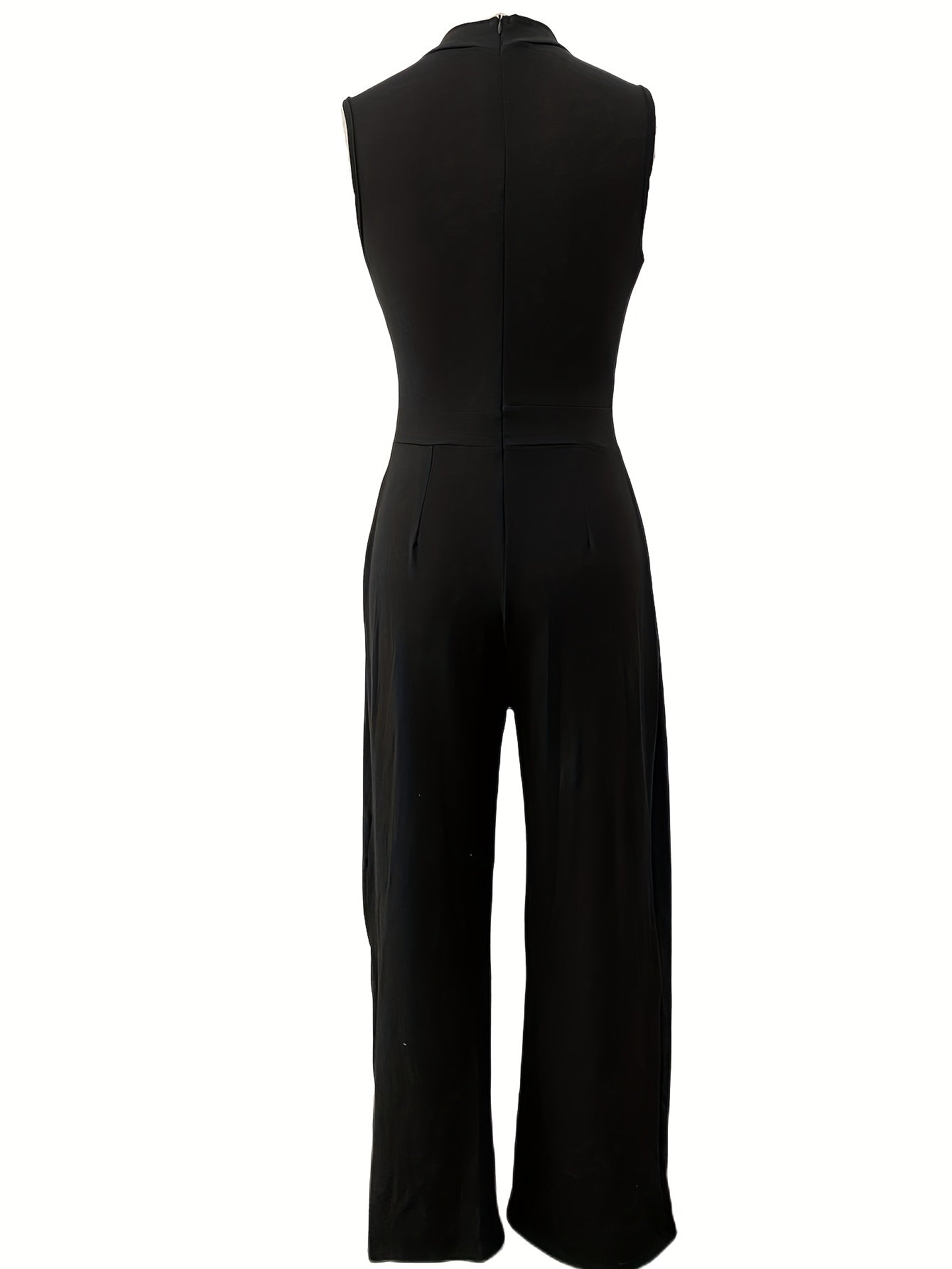 Women's Sleeveless Jumpsuit - High Neck - Wide Leg - Tailored Waist Elegant Fit