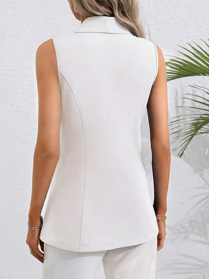 Sleeveless shawl collar open-front blazer for women