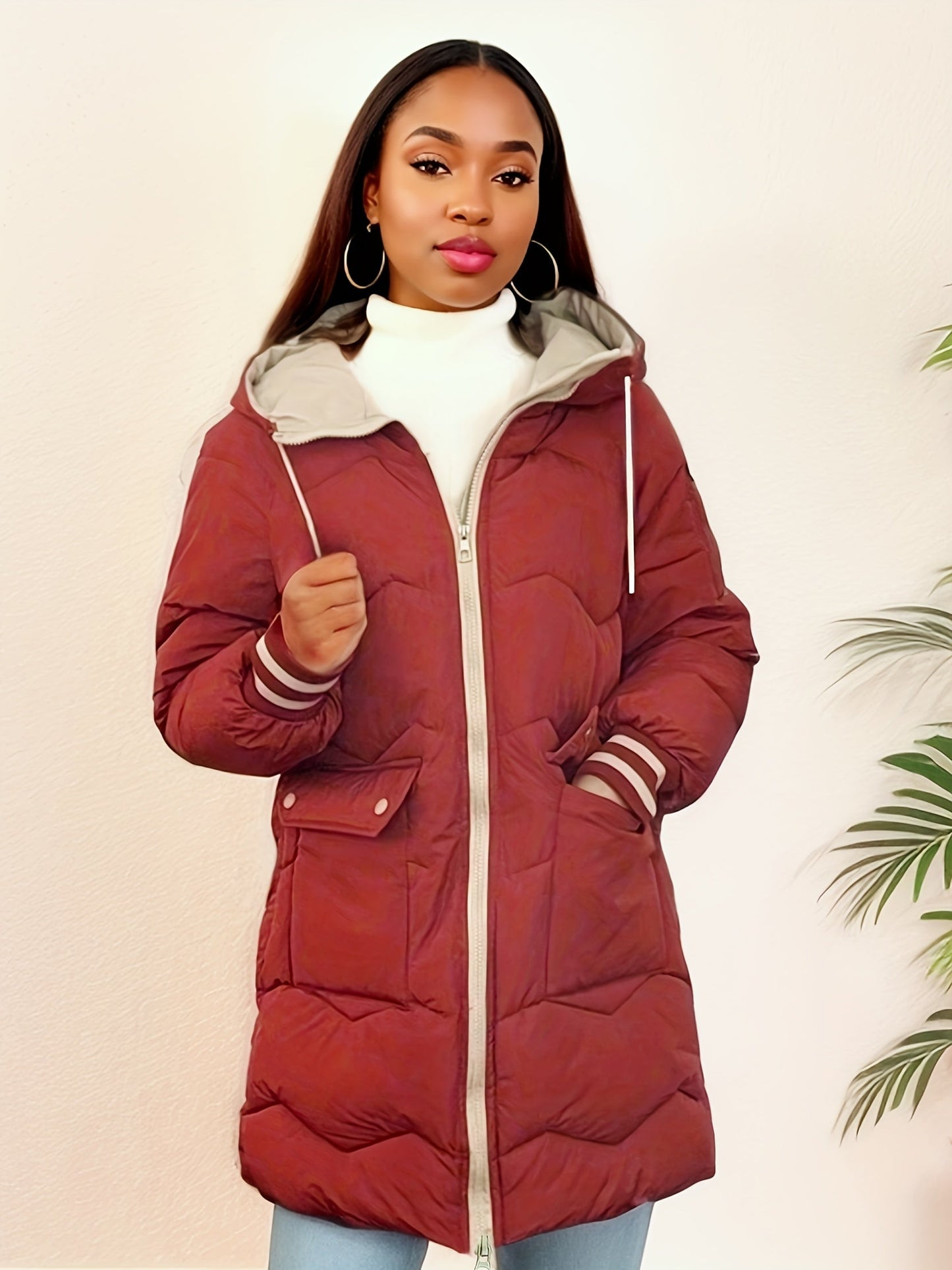 Women's thickened hooded winter coat