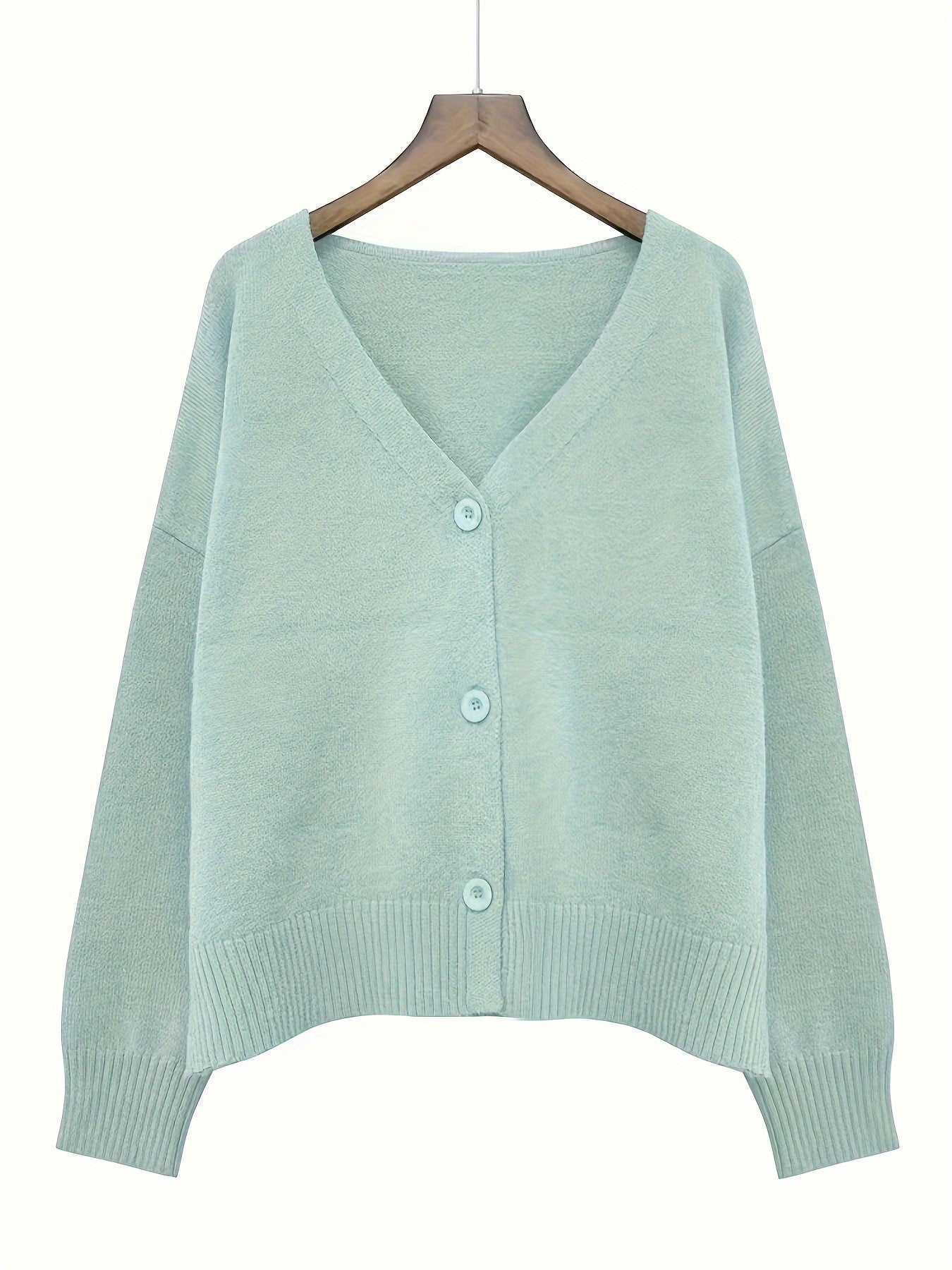 Women’s Cardigan - Relaxed Fit - Button Front - Ribbed Cuffs - Drop Shoulder Design