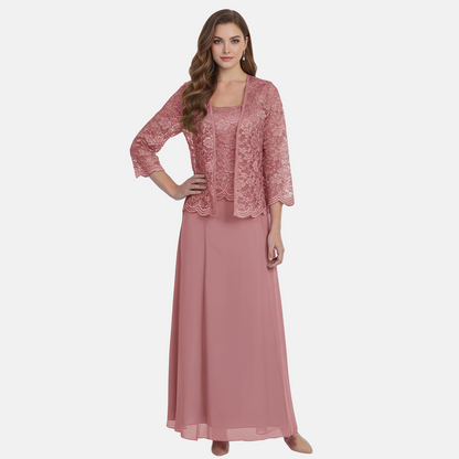 Women's Elegant Two-Piece Lace Cardigan Chiffon Evening Dress
