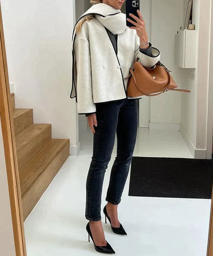 Women's style short coat with scarf
