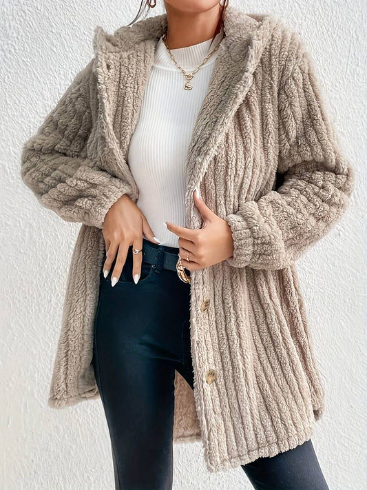 Hooded Long-Sleeve Button Jacket