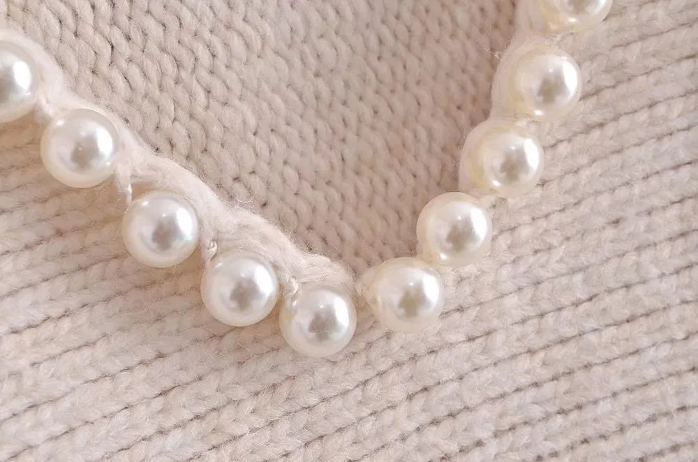 Women's faux pearl sweater