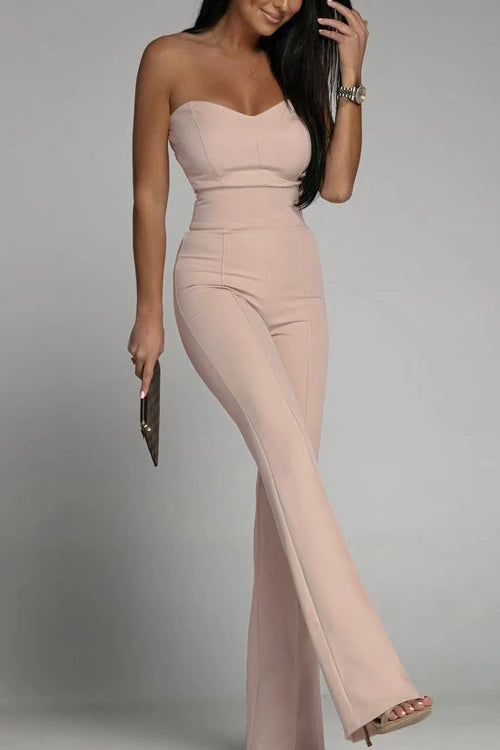 Fitted High-Waist Strapless Formal Jumpsuit