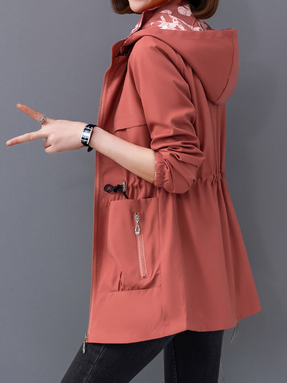Women's stylish double-sided hooded coat with pockets