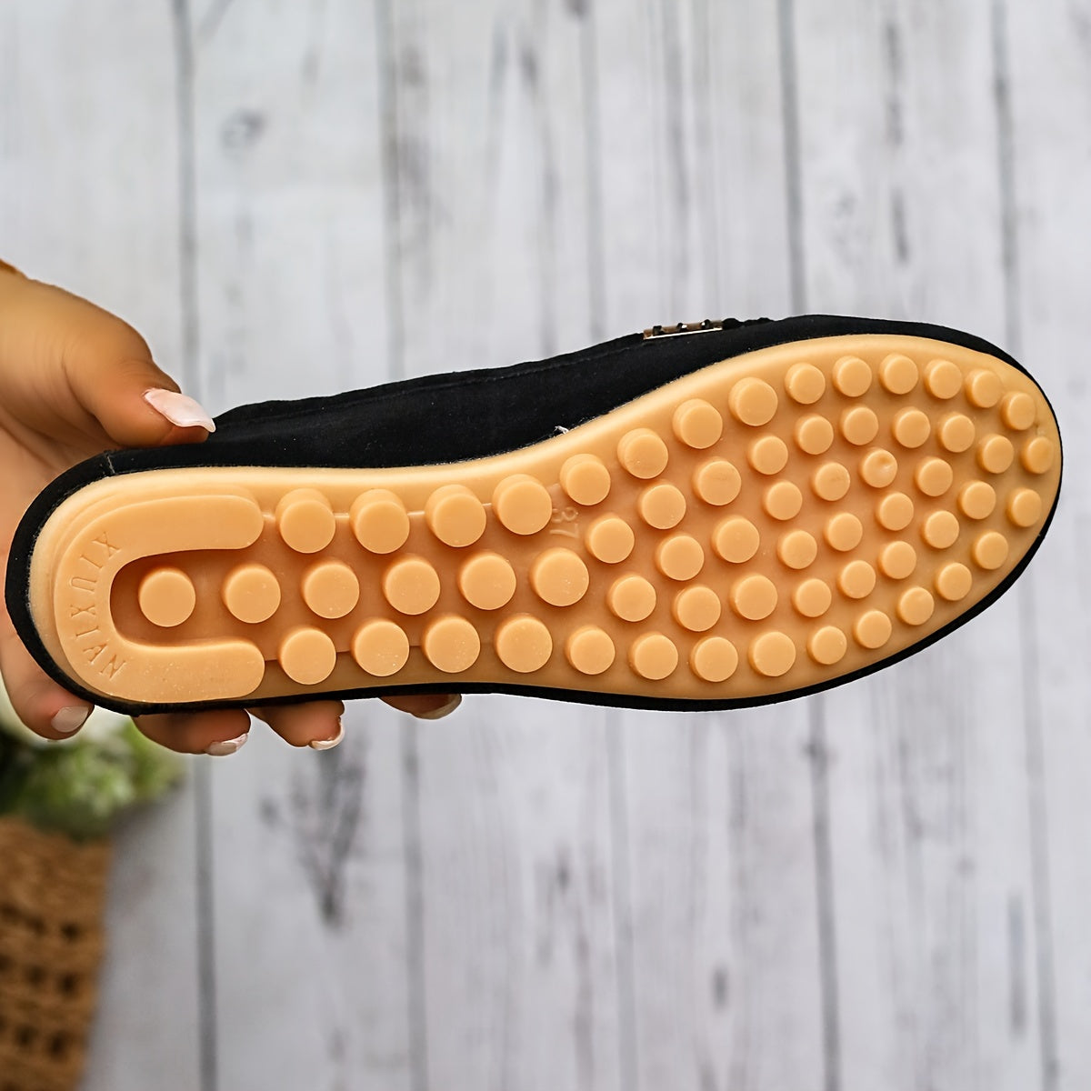 Slip-on moccasin loafers with decorative stitching for women
