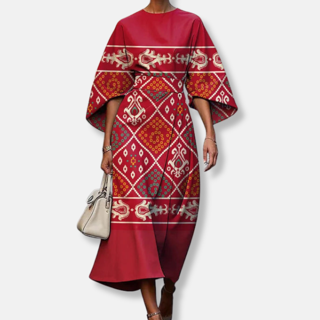 Luxury Fabric A-Line Floral Midi Dress