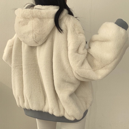 Women's loose fit thickened wool-like coat