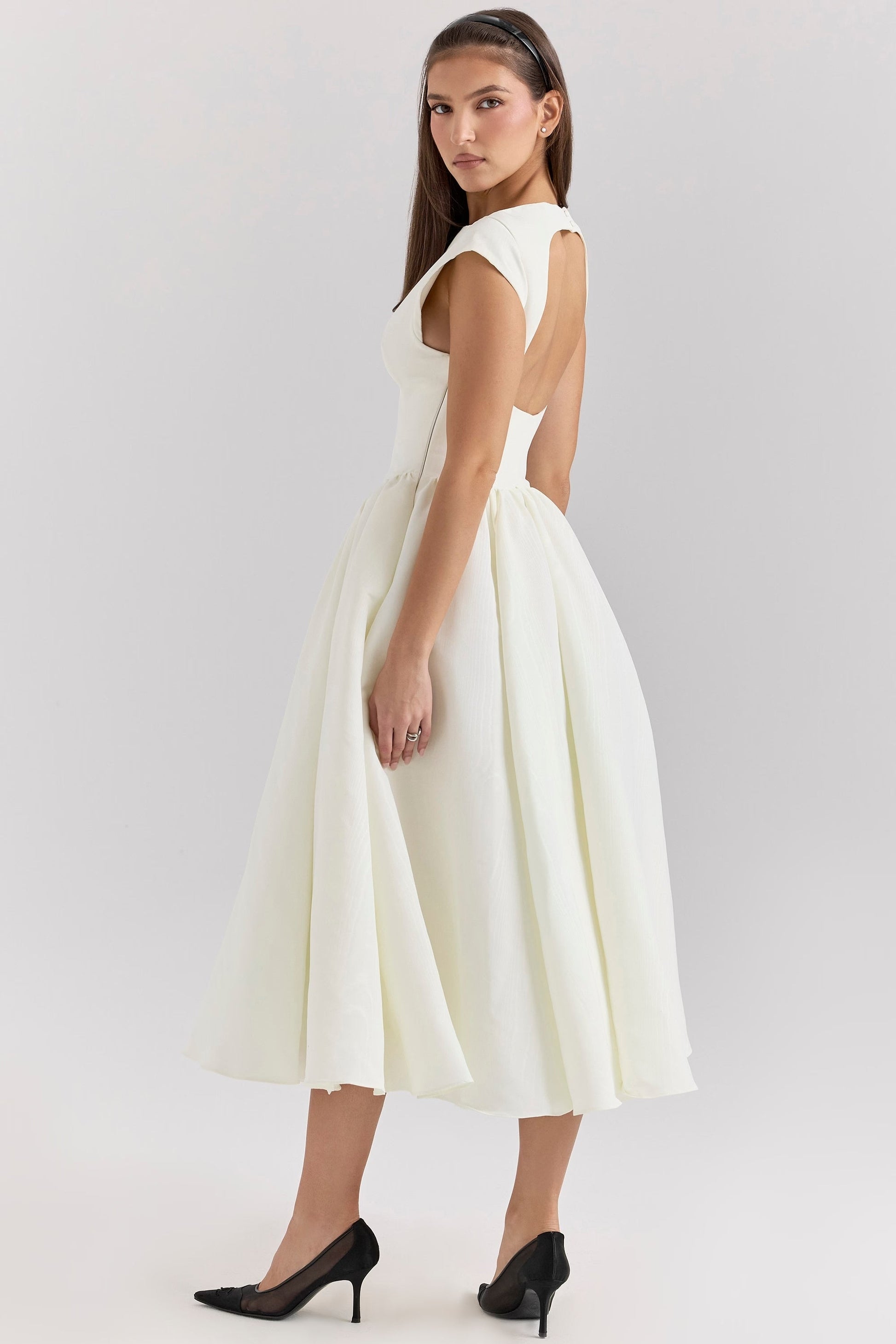 Satin-Like Sleeveless A-Line Midi Dress