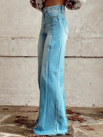 Women's classic wide-leg denim pants