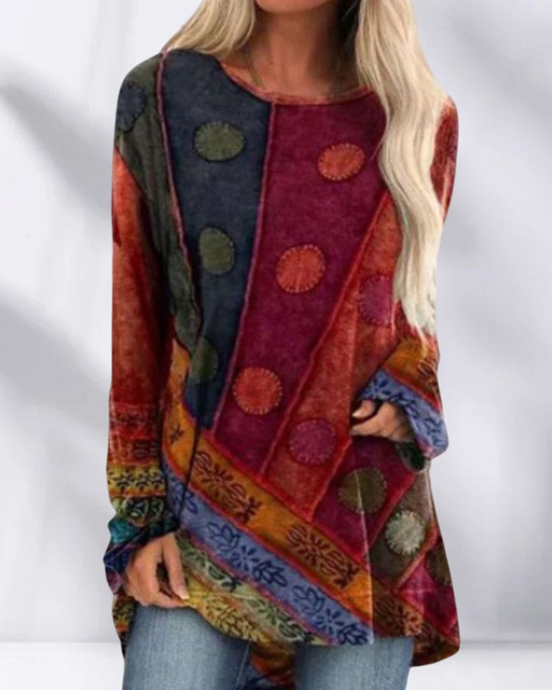 Women's retro print sweater