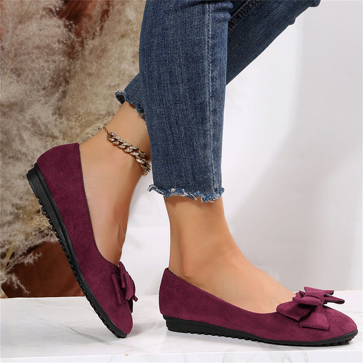Women's Ballet Flats - Rounded Toe - Soft-Brushed Finish - Cushioned Insole Comfort