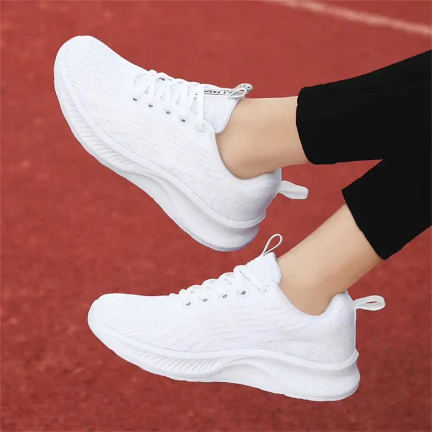 Women's Athletic Sneakers - Breathable Knitted Mesh - Lightweight Cushioned Sole