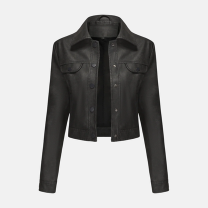 Women’s Jacket - Faux Suede - Cropped Length - Snap-Button Front