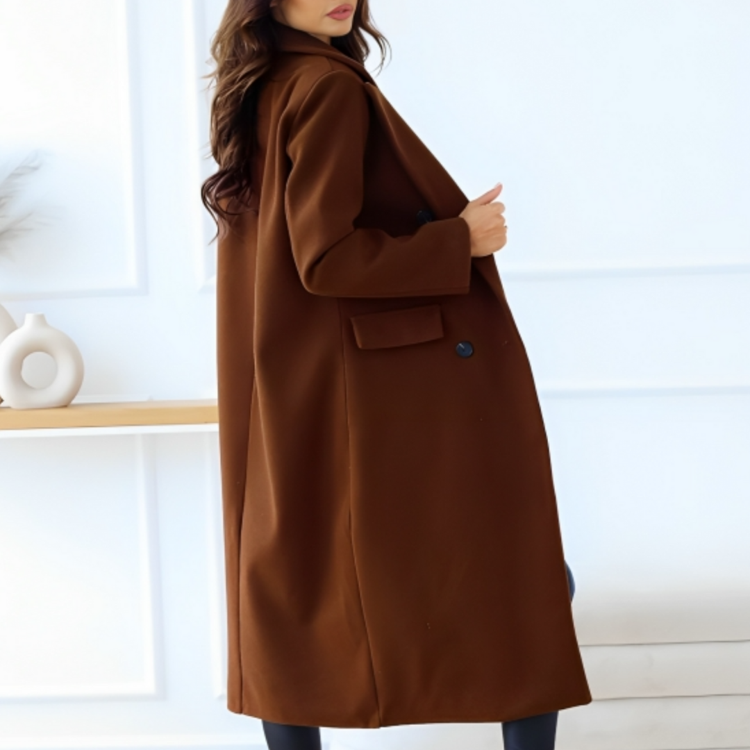 Women's long-sleeved lapel button coat