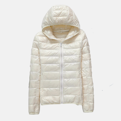 Isabella Quilted Hooded Down Jacket | Regular Fit Hip-Length Down Jacket