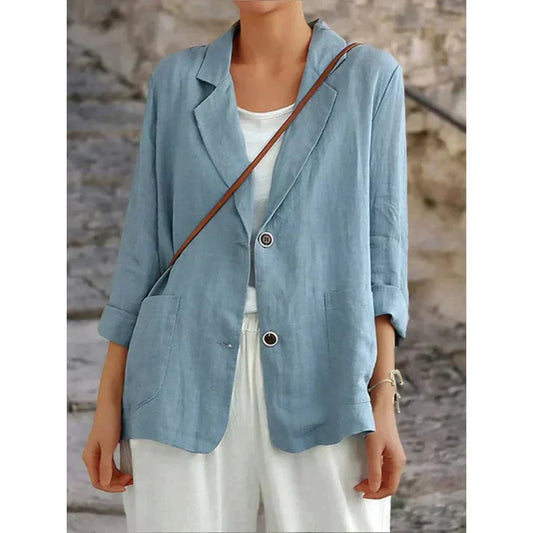 Soft Button Closure Lapel Blazer
