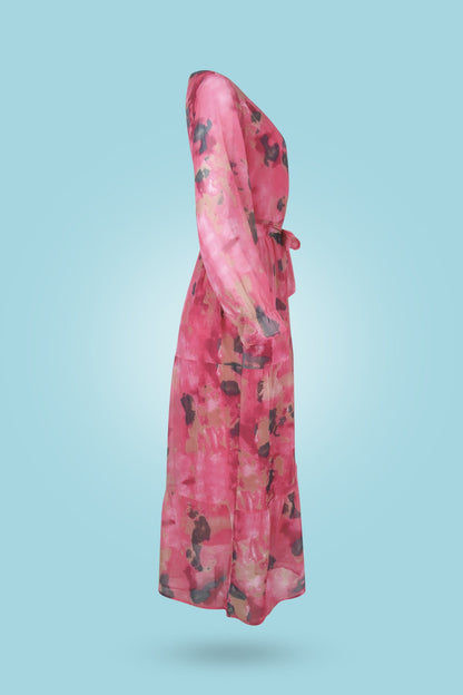 Elegant large swing dress with ruffle sleeves and fairy skirt for women