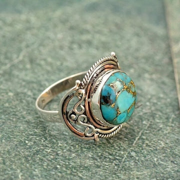 Handmade boho chic turquoise ring