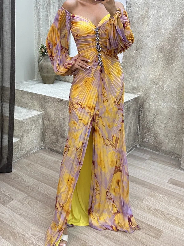 Stylish Pleated Long-Sleeve Dress for Women