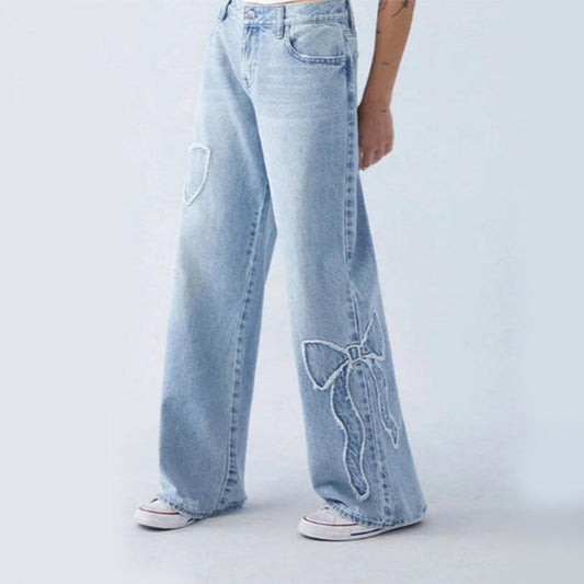 Bow Embroidered Elegant Trousers