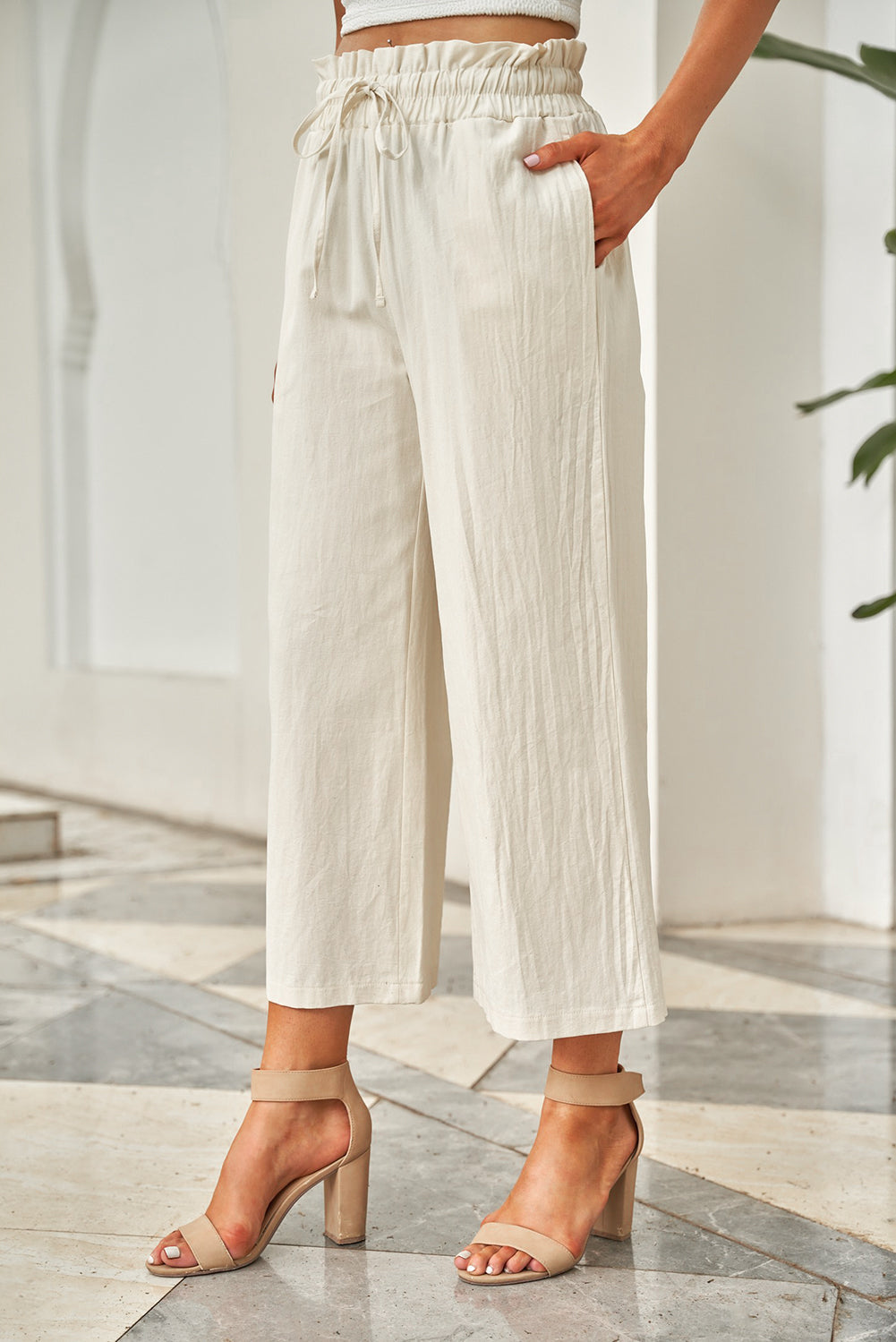 Lizandra - drawstring waist wide-leg pants